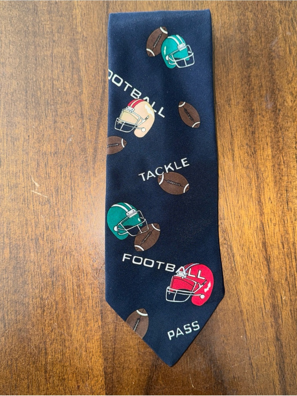 American Sports Blue Football Tie Helmets Footballs Tackle Pass Coach's Tie